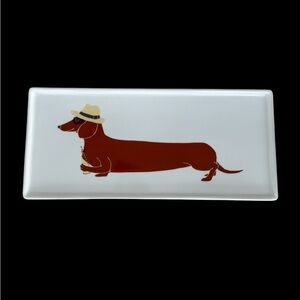 West Elm Claudia Pearson Dachshund Ceramic Dog Tray Plate Dish Soda Pop Platter